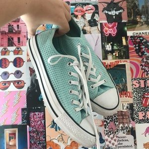 Teal converse with rare breathable hole pattern